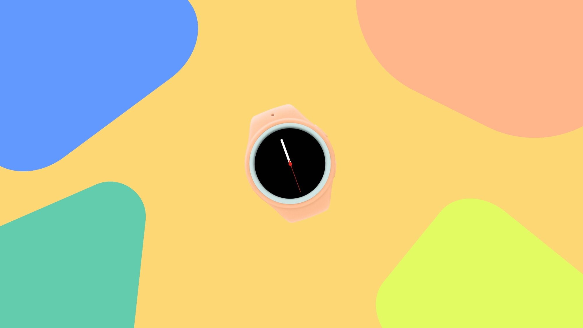 A gif showing the new kids watch against a colorful background.