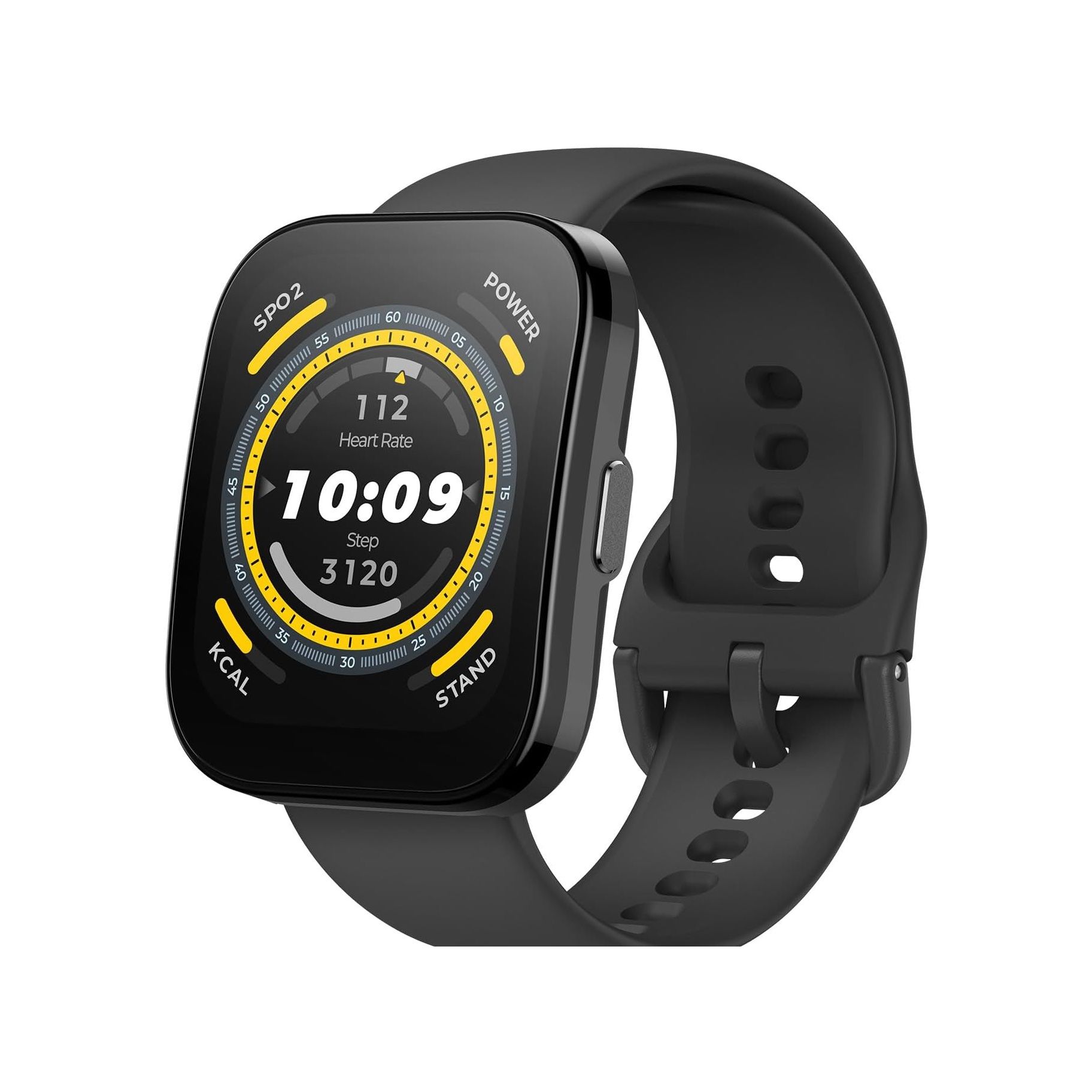 Amazfit Bip 5 smartwatch in black against a white background