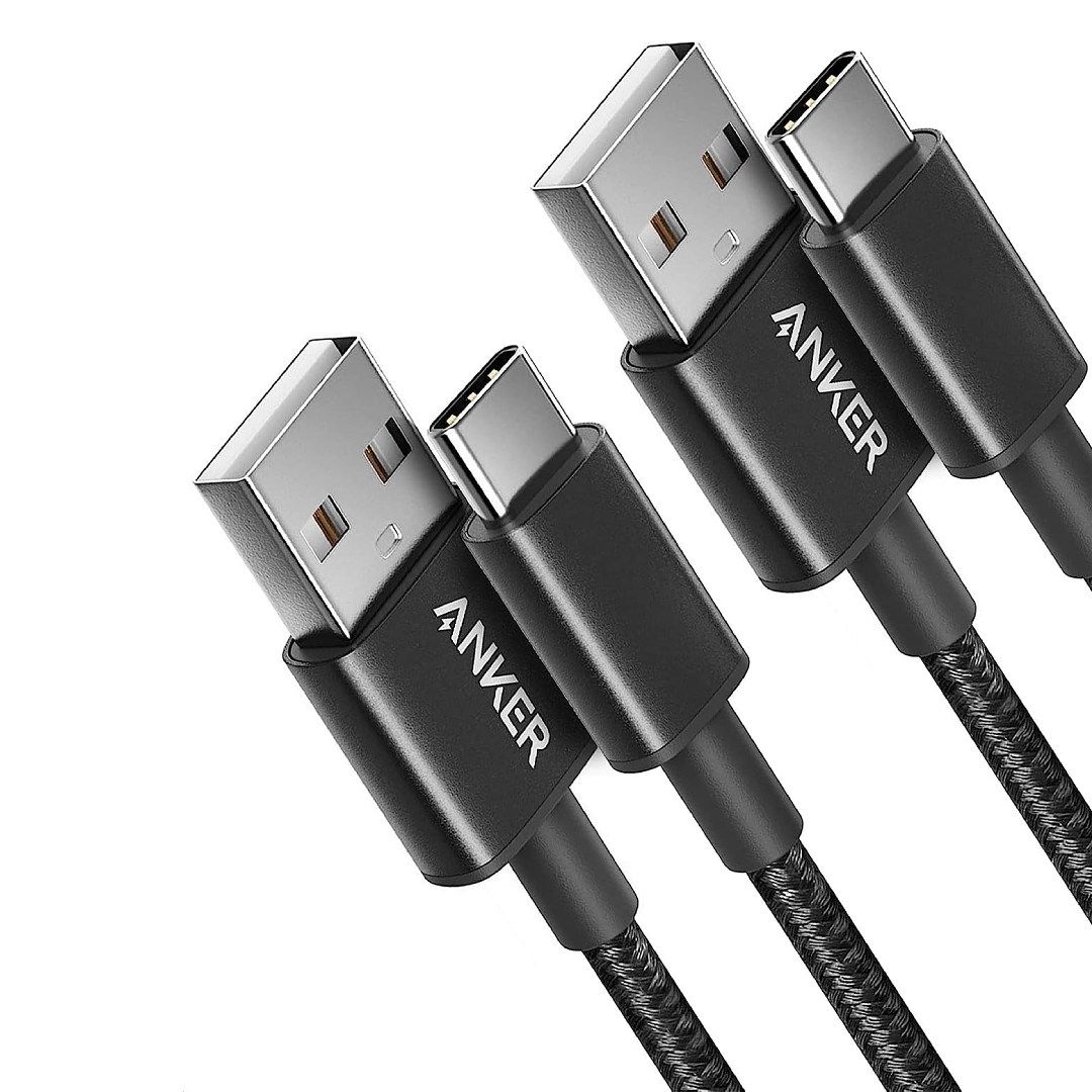 A render of two Anker USB-C to USB-A cables