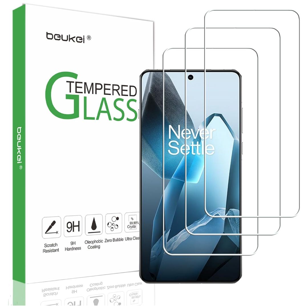 A screen protector on a smartphone next to a white box