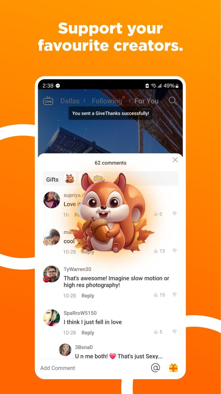 comments in clapper app
