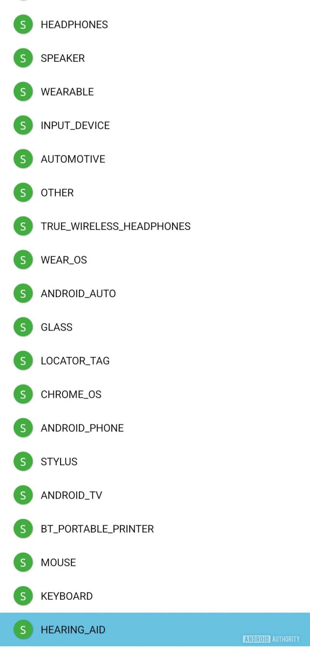 A list of product categories that Google's Fast Pair supports.