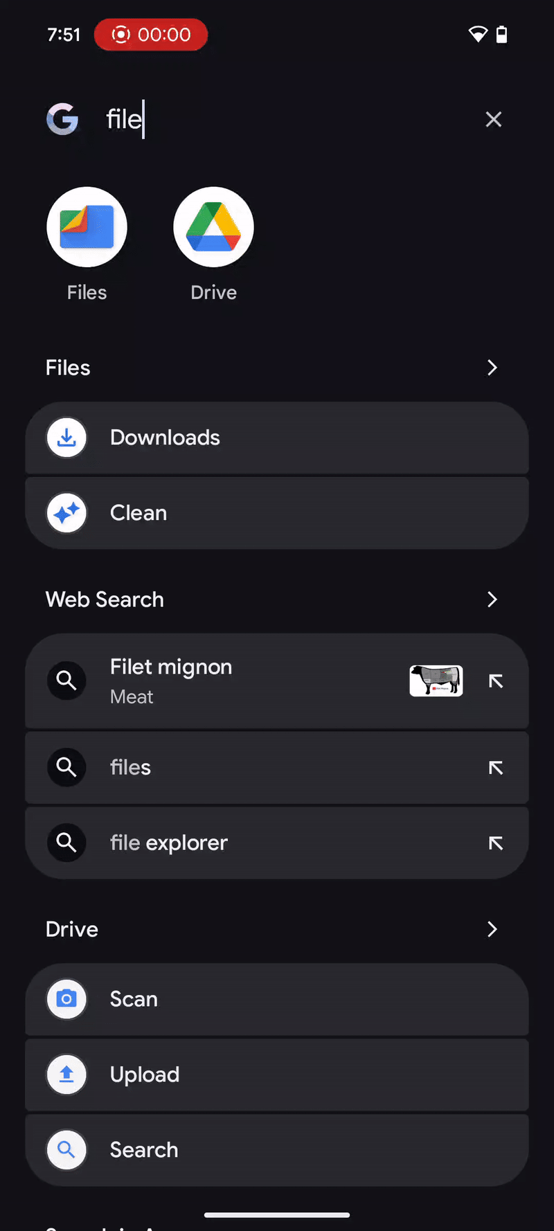 A GIF highlighting Google Files being unable to open PDFs.