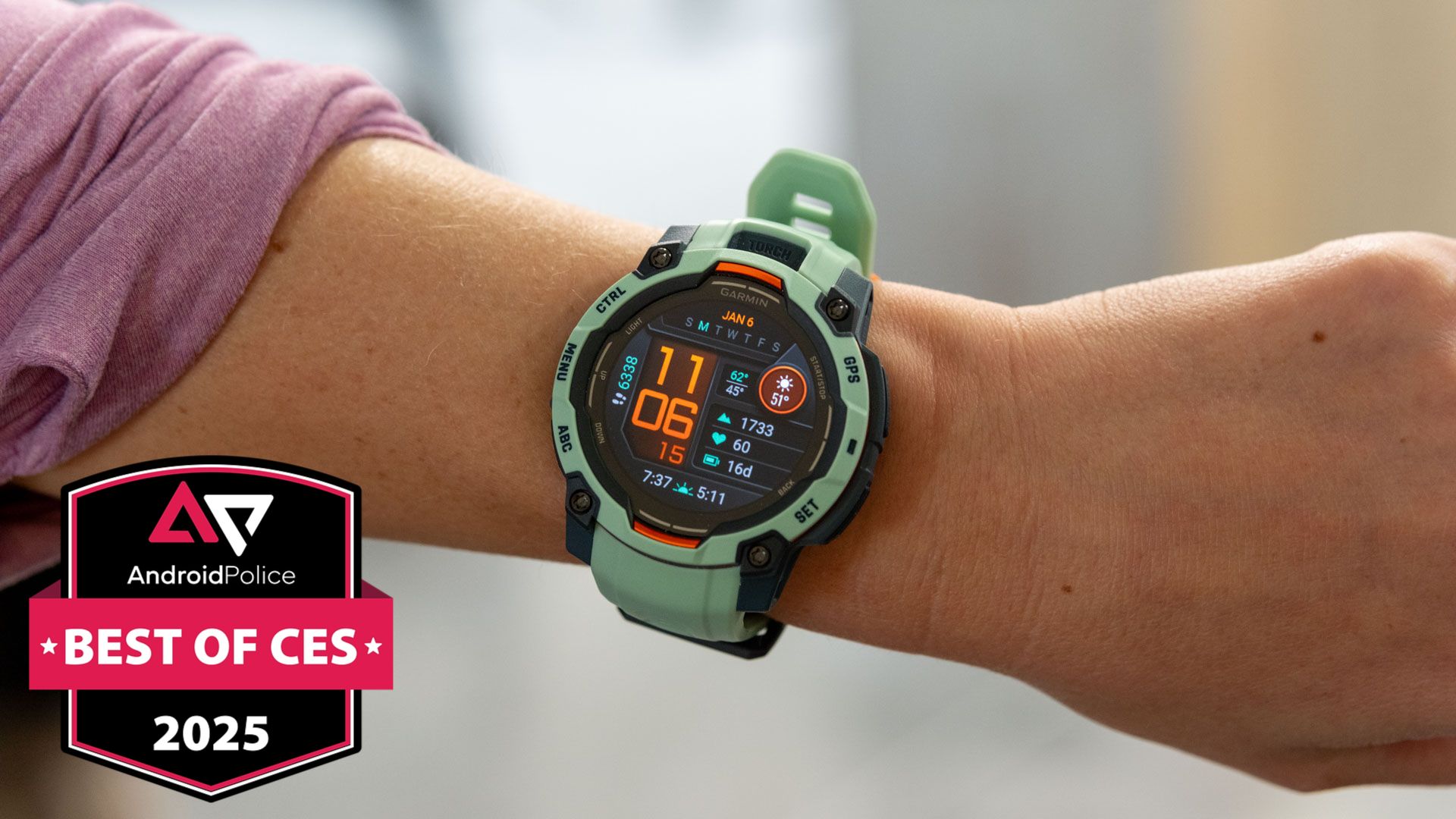 Garmin Instinct 3 on a wrist at CES 2025