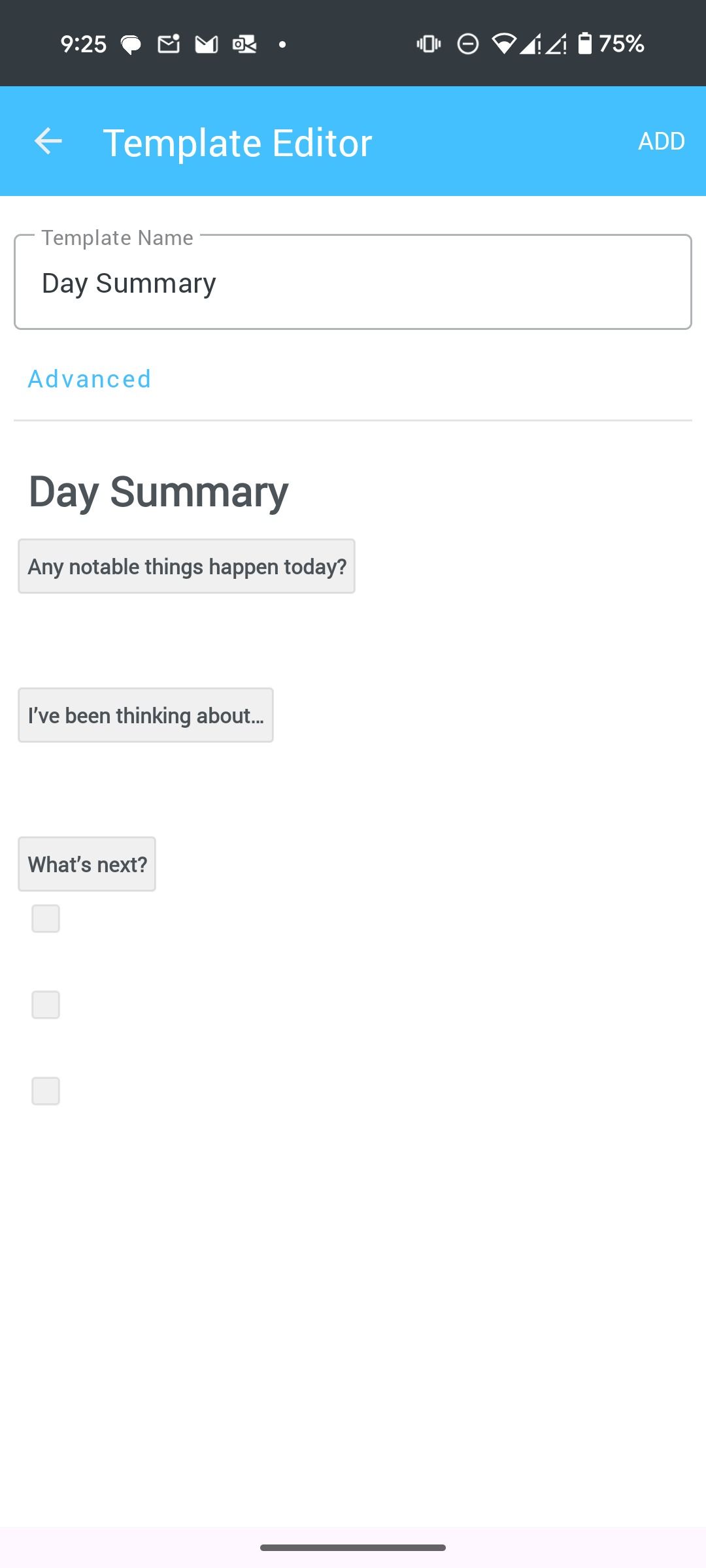 Day One custom template