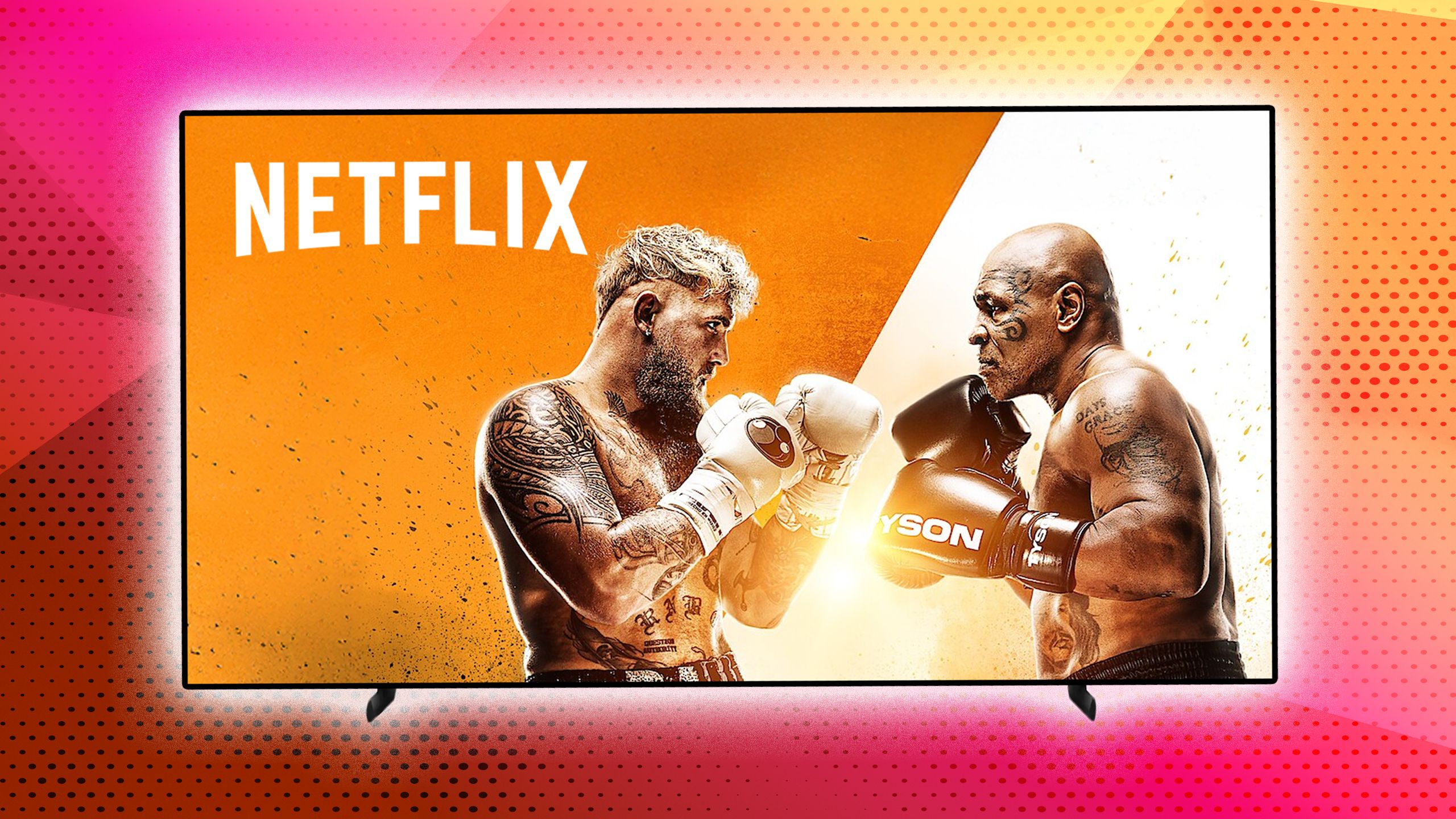 netflix logo on tv above two boxers facing off