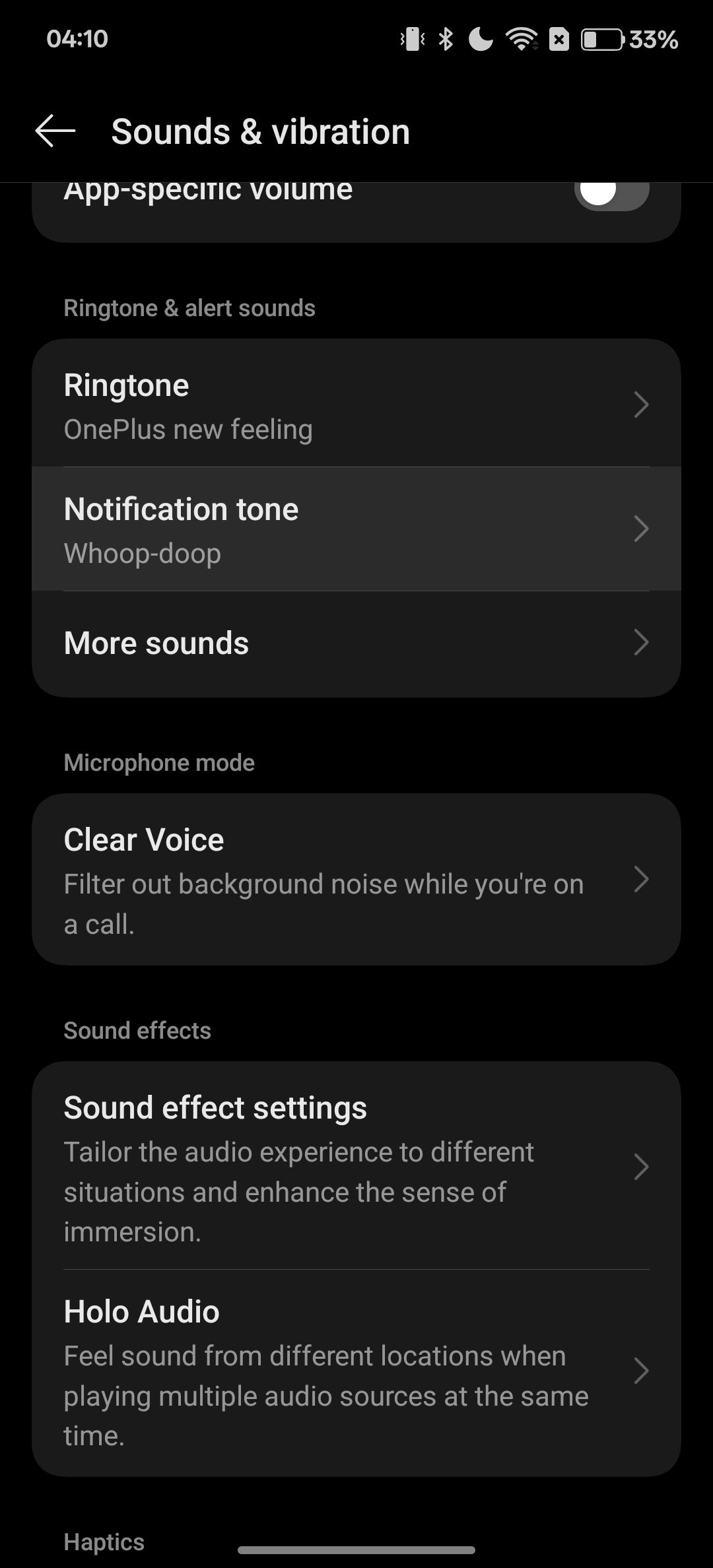 Clear Voice feature setting on OnePlus 13
