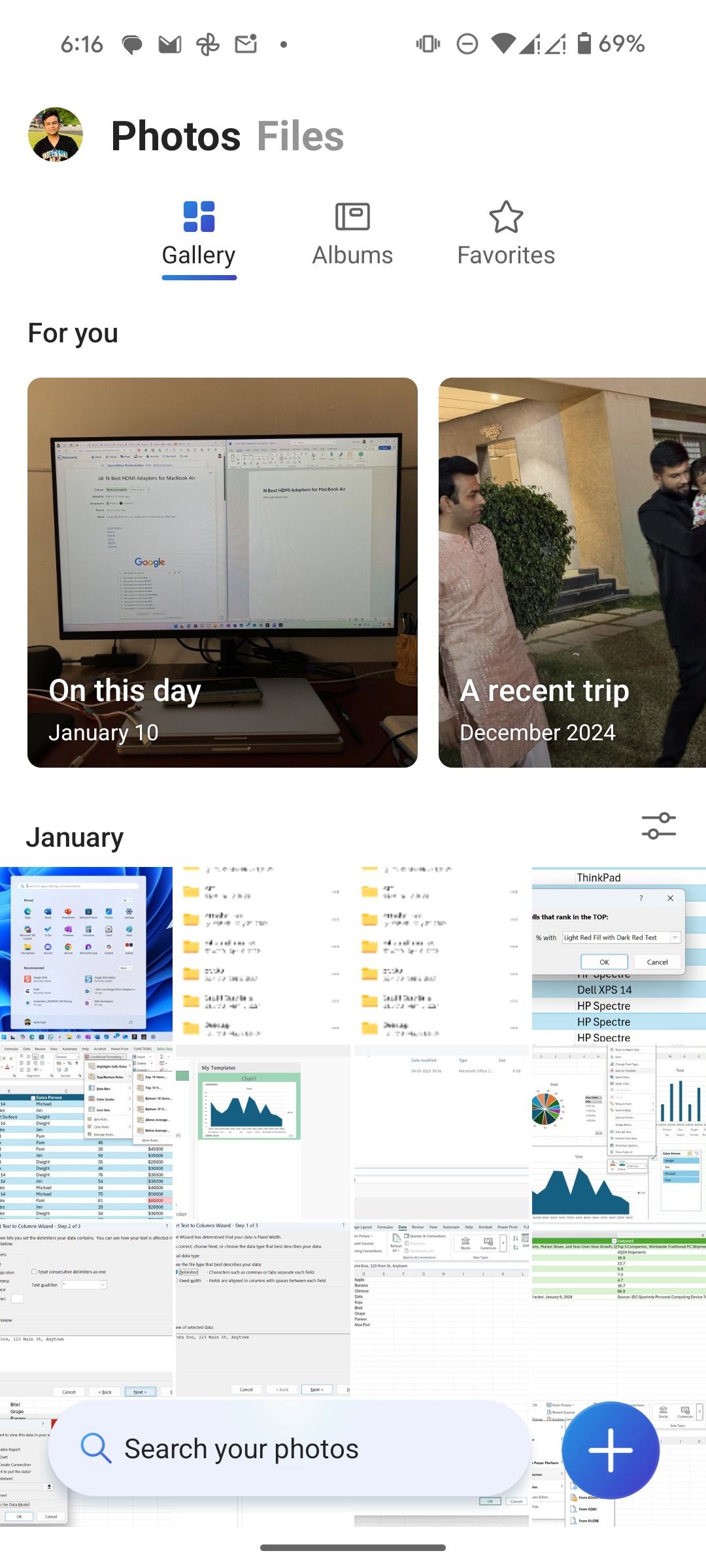 Check gallery view in OneDrive