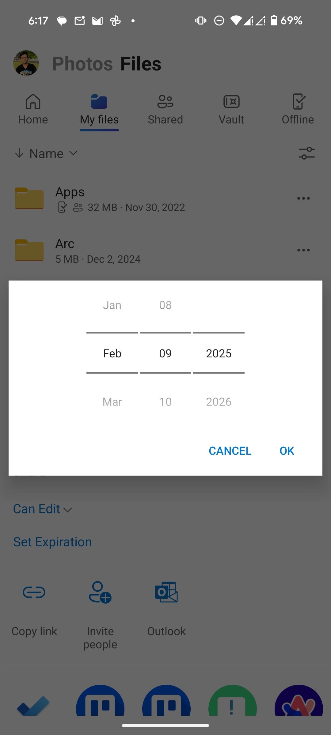 Set expiry date to OneDrive