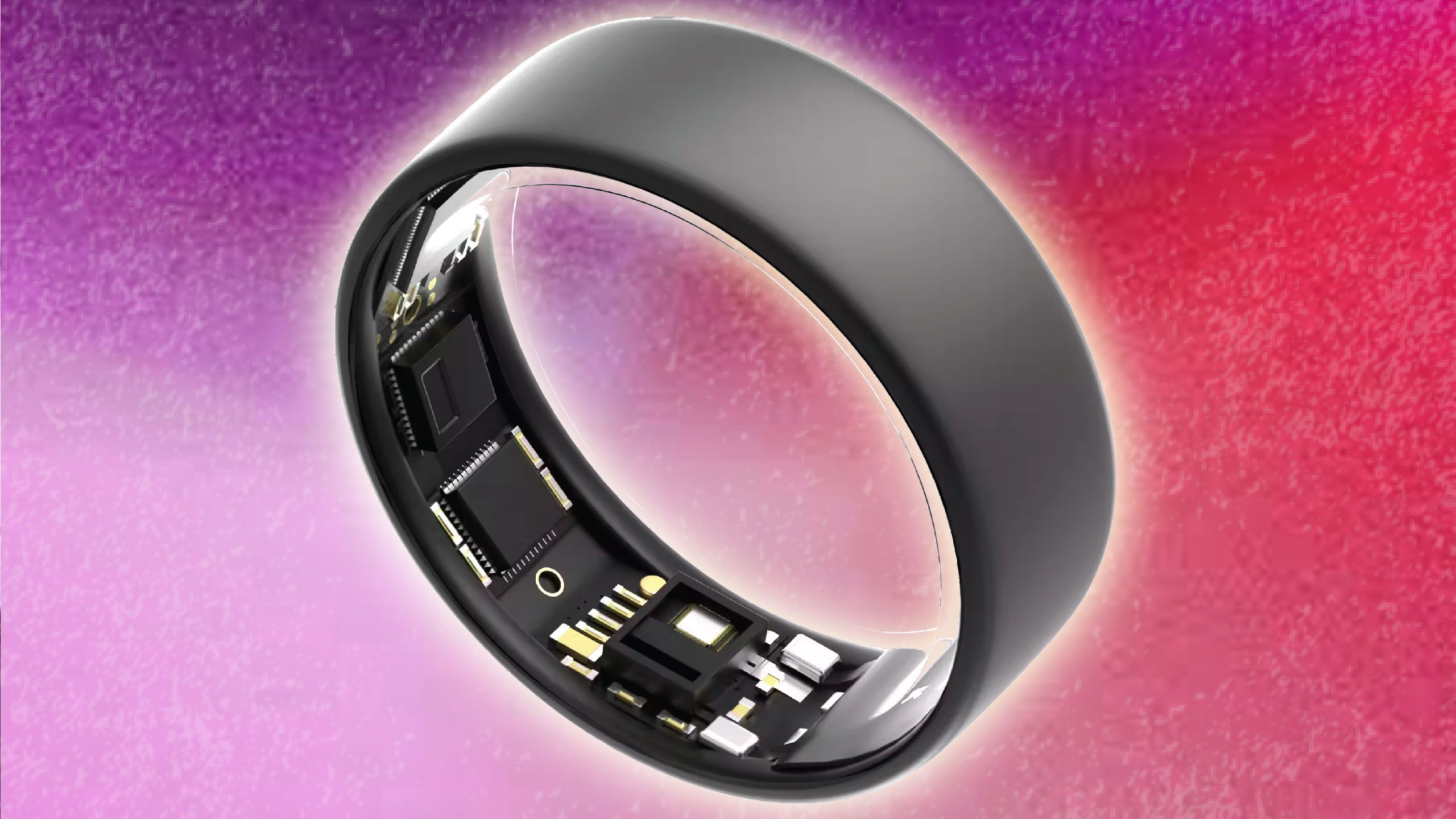 A smart ring showing the sensors