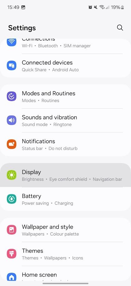 samsung settings menu