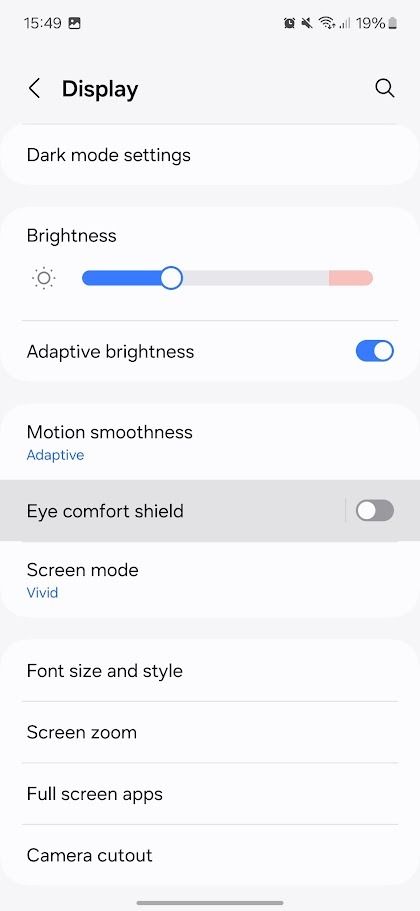samsung galaxy display menu