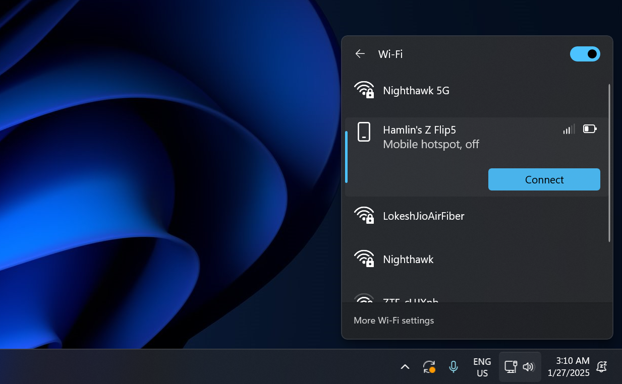 Samsung Điện thoại được liệt kê dưới mạng Wi-Fi trong Windows 11