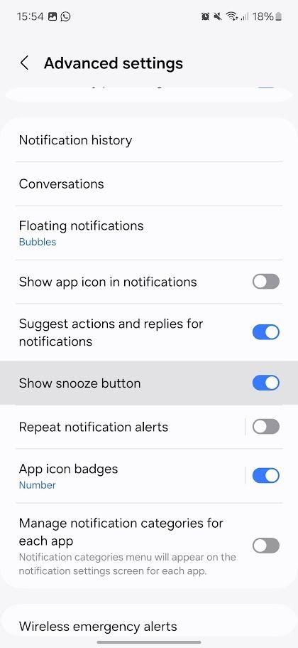 samsung galaxy advanced settings menu