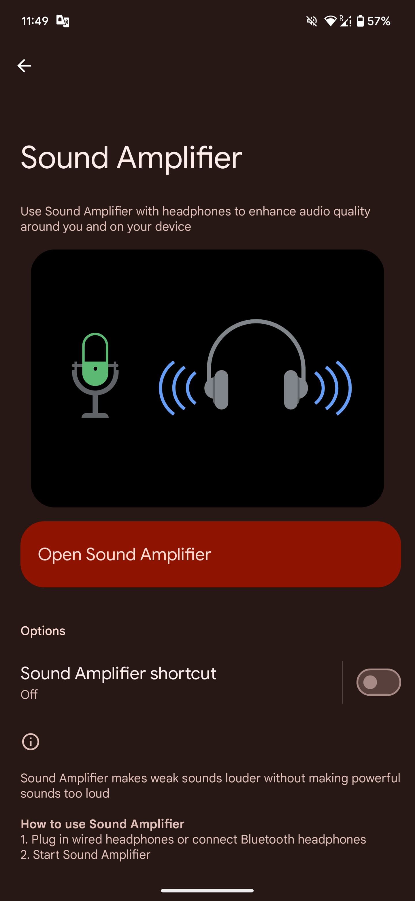 Select Open Sound Amplifier to enable this setting.