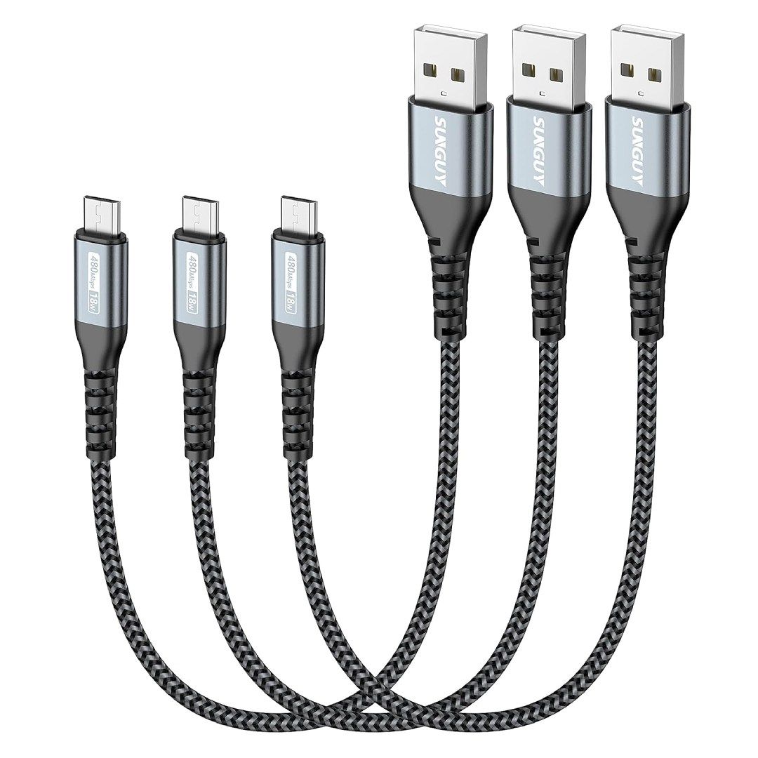 A render of three SunGuy Micro USB cables.