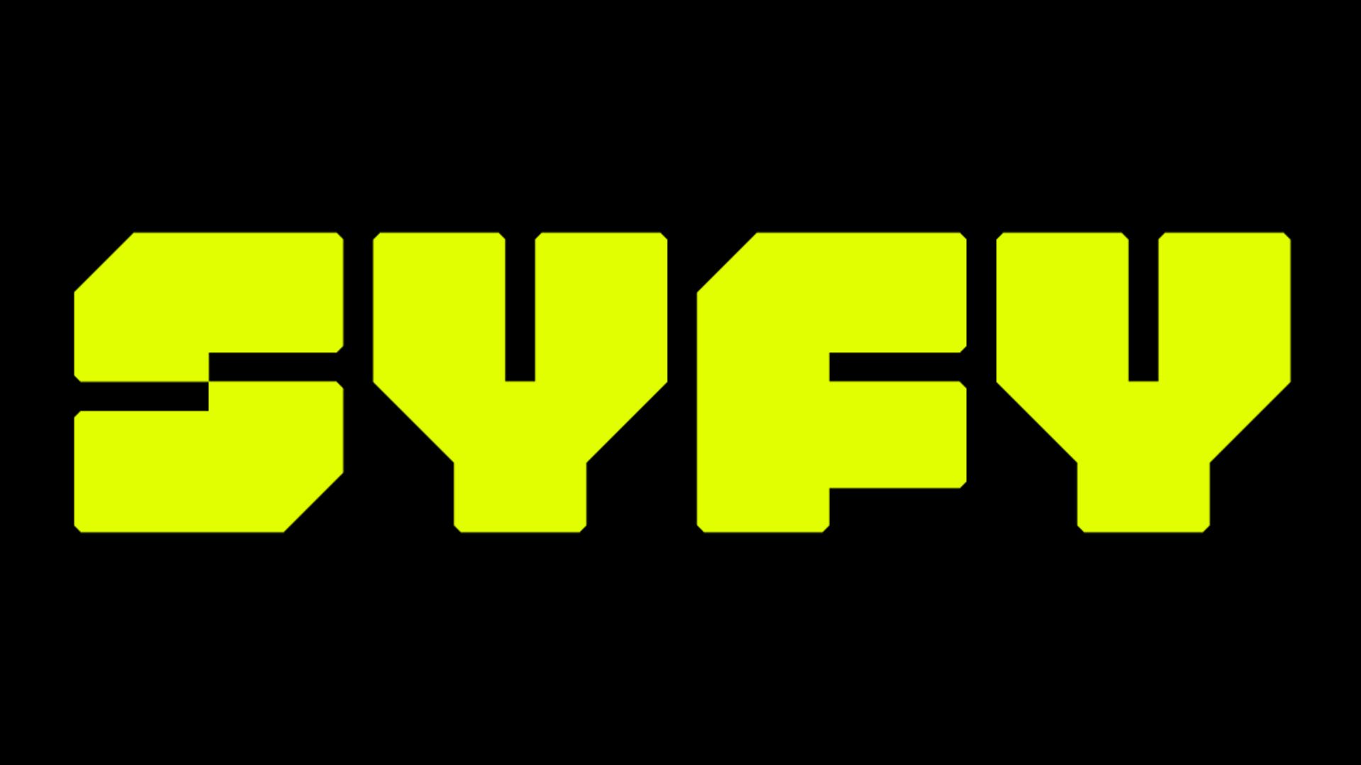 Logo Syfy được đổi thương hiệu của Kênh khoa học viễn tưởng trên màu đen