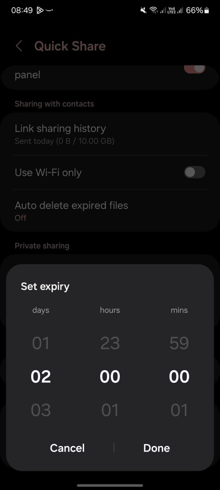 Screenshot showing Samsung Quick Share