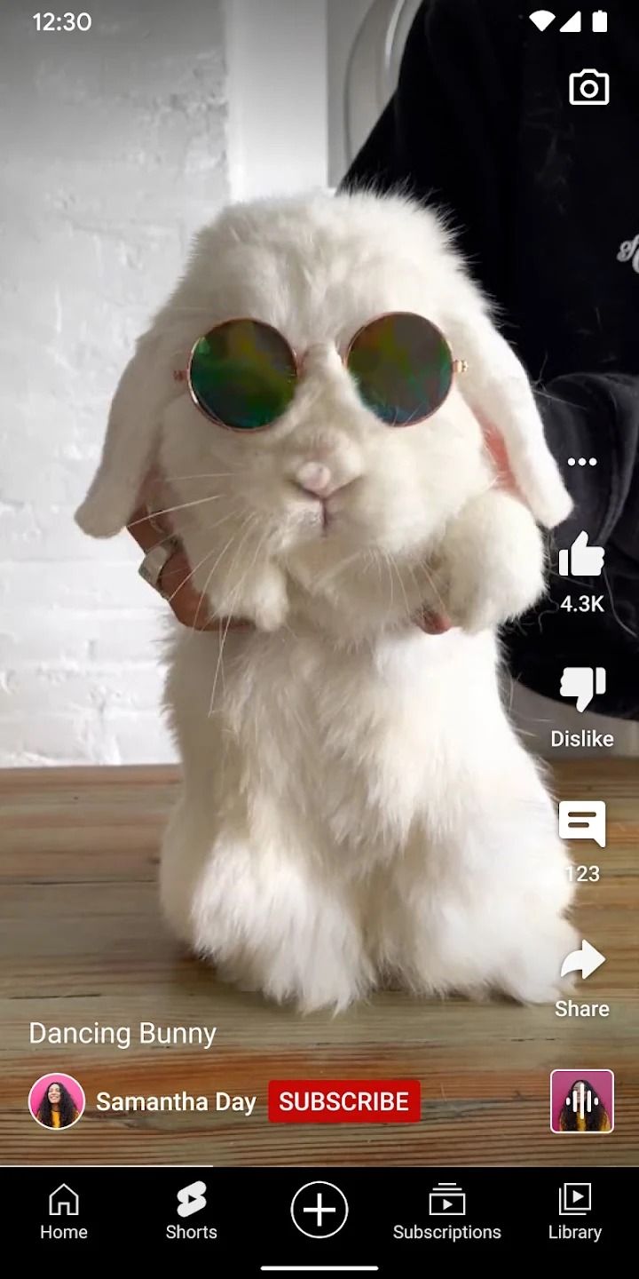 screenshot of shorts tab in youtube app