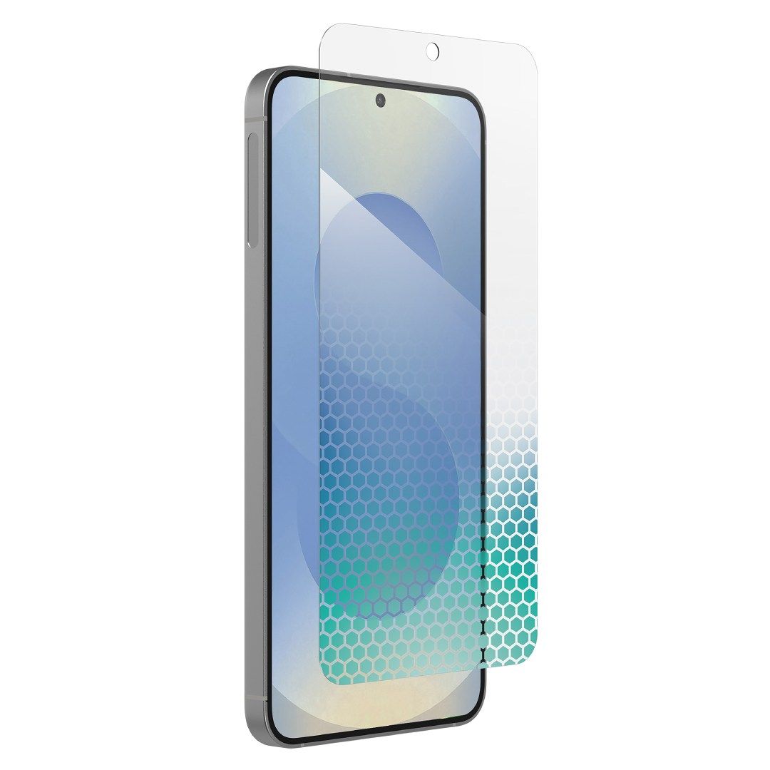 An illustration of the Zagg Glass XTR4 overlaid on the Galaxy S25