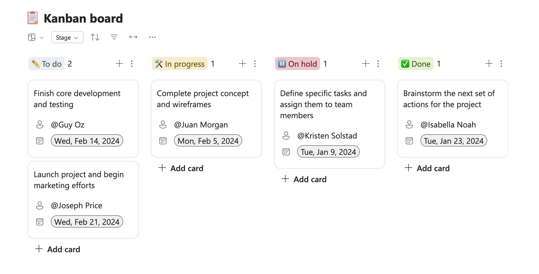 Insert a Kanban board in Loop