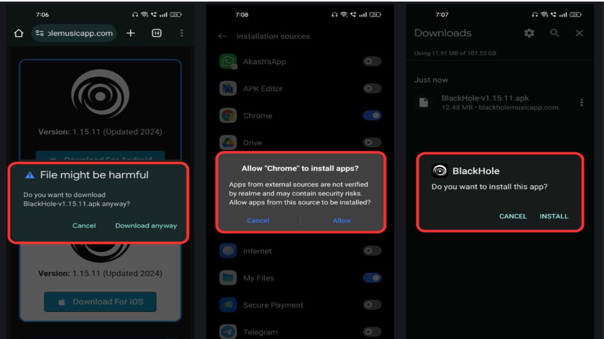 Blackhole music app installation