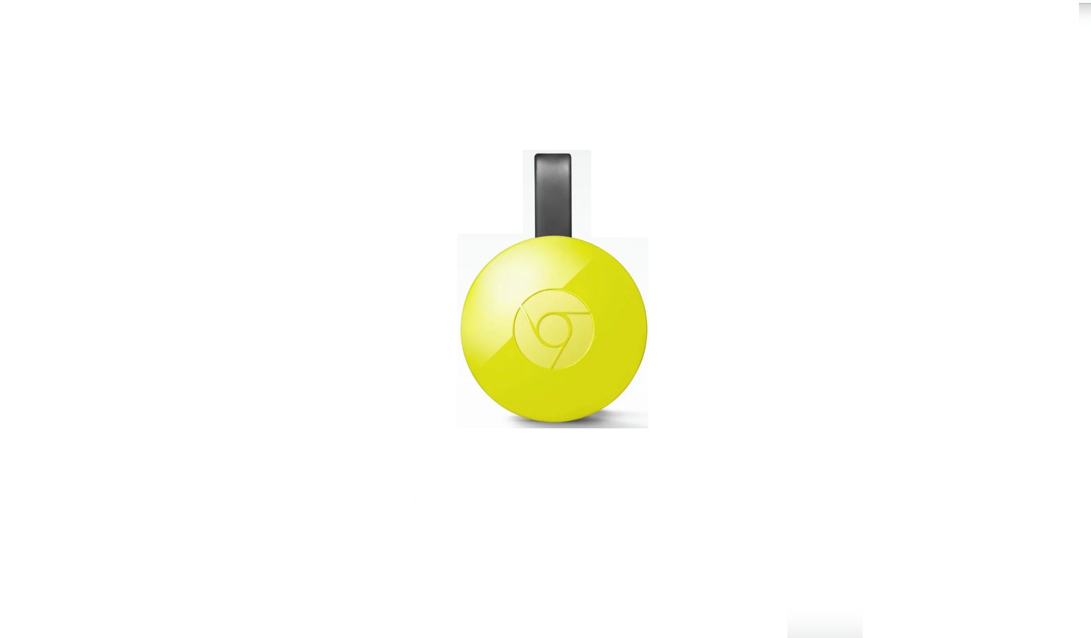 A yellow Chromecast Audio