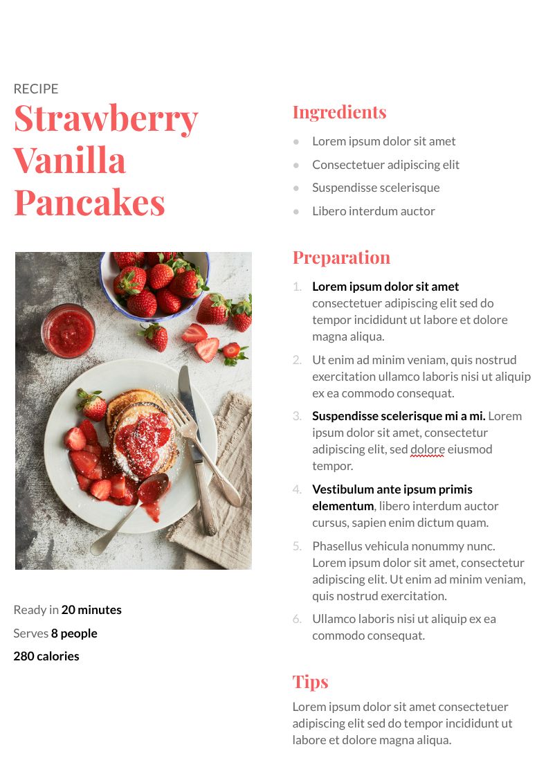 The Recipe Coral Google Docs template