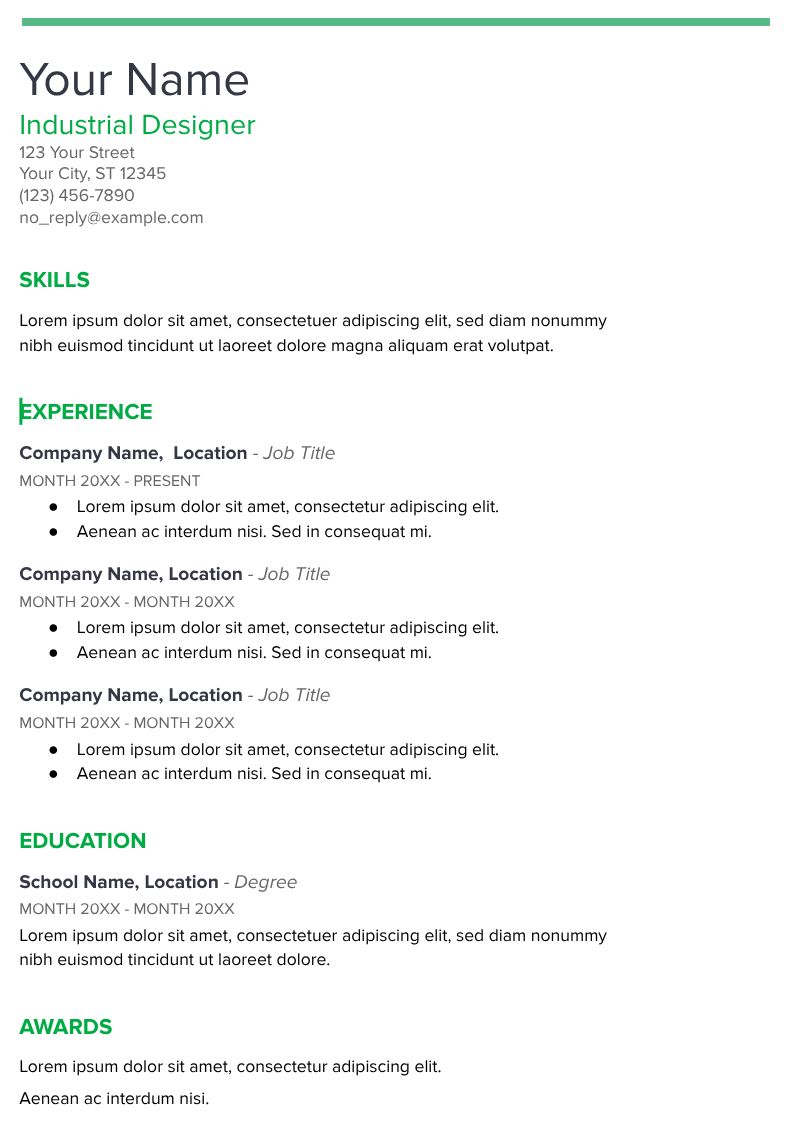 The Resume Spearmint template in Google Docs