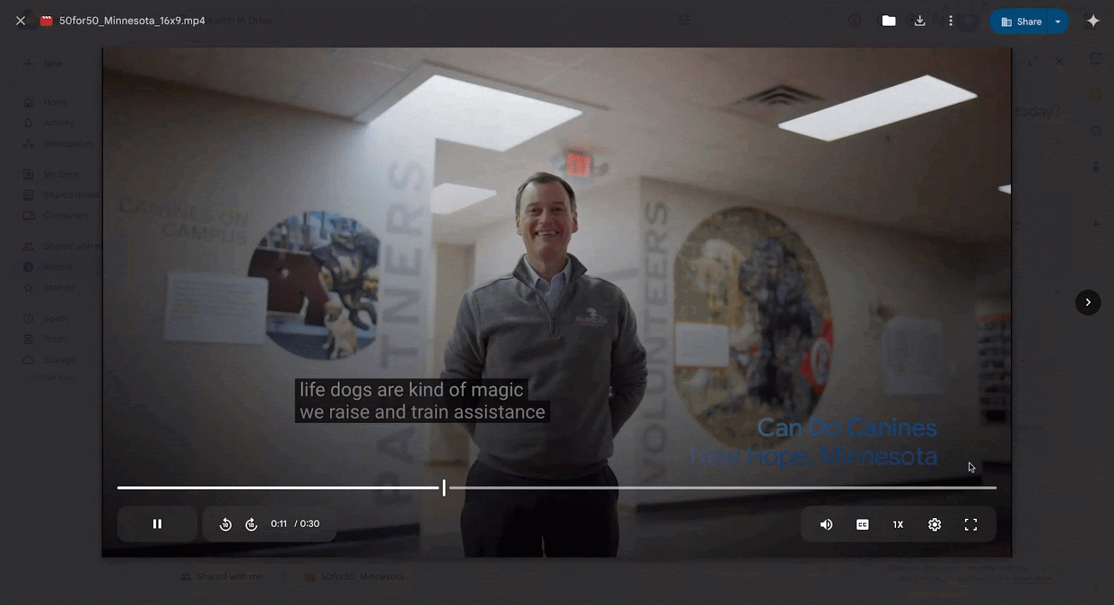 A GIF highlighting Google Drive's new transcripts.