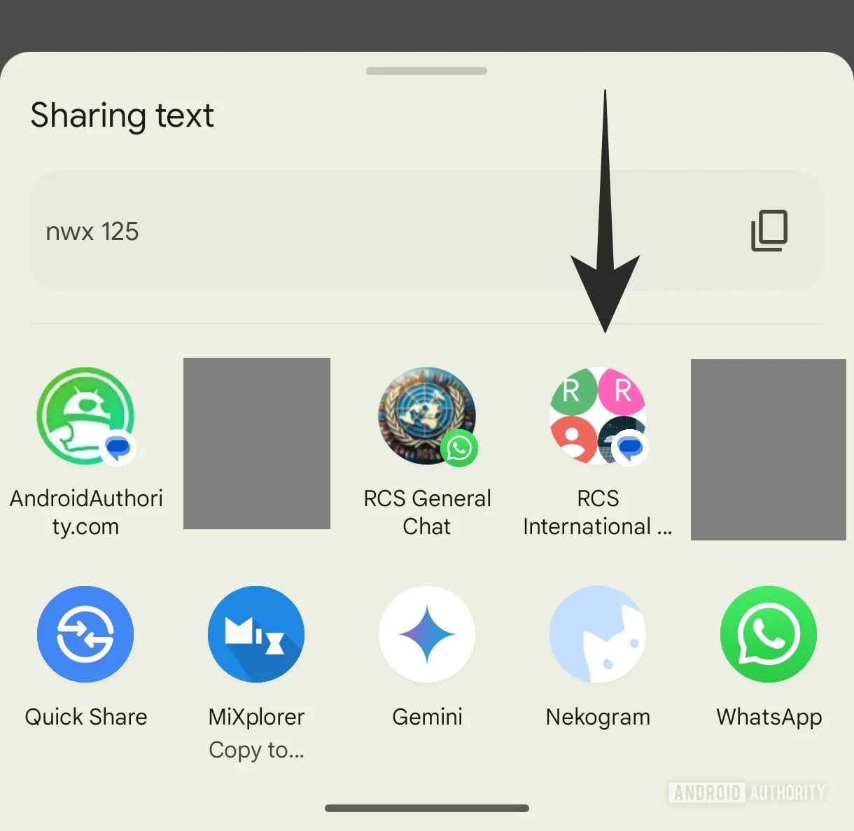 Group messages as share target in Google Messages