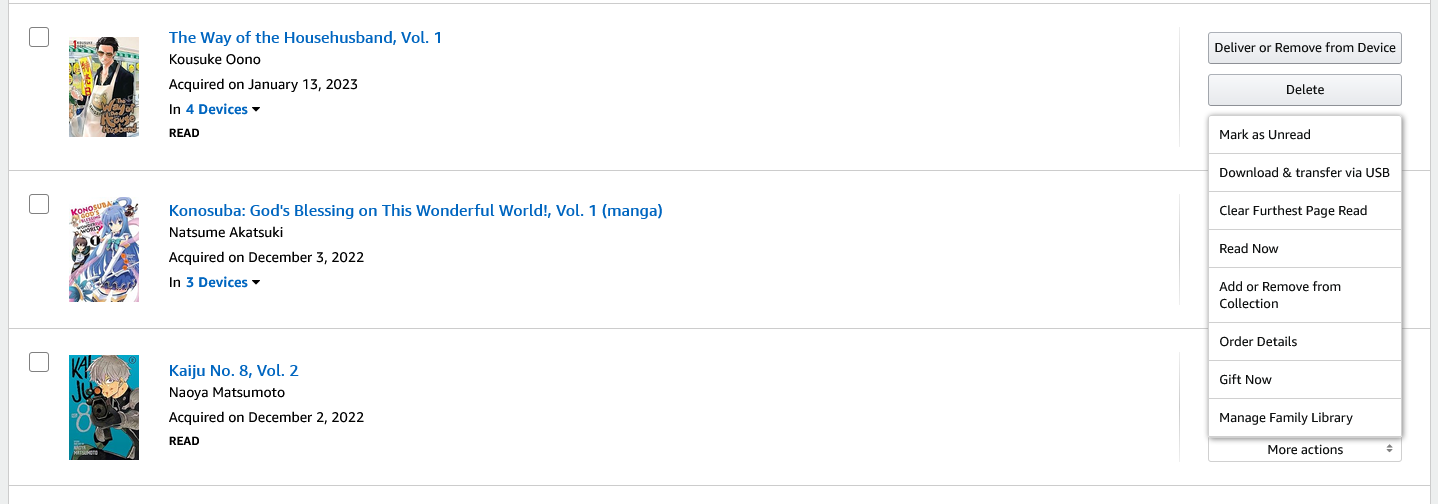 Screenshot of Kindle Download & Transfer via USB option on website