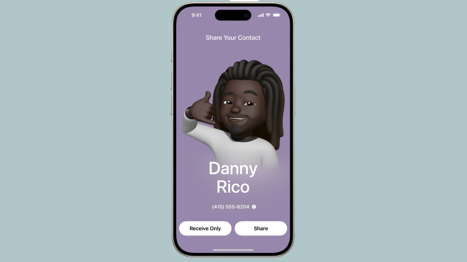 An iPhone with the Name Drop feature on the screen