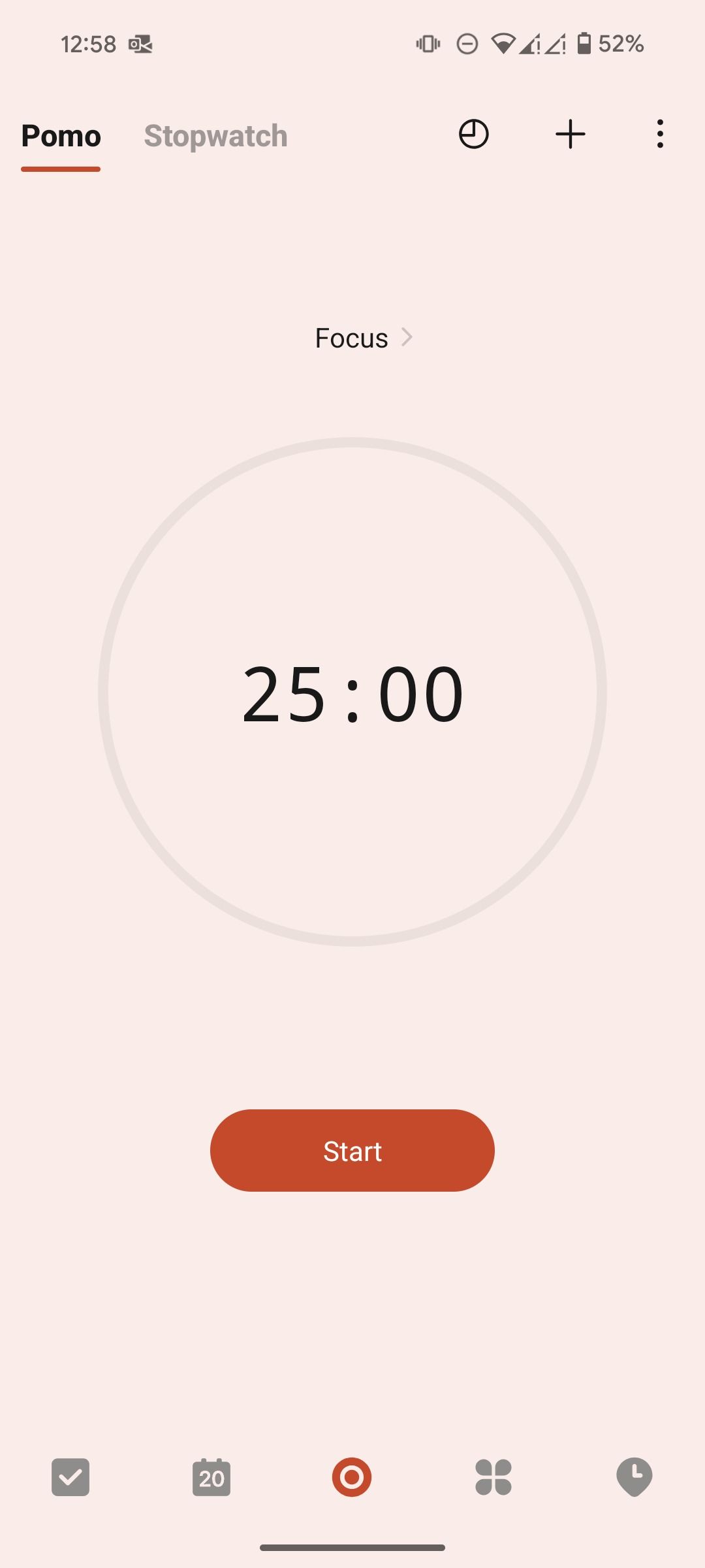 Pomo timer in TickTick