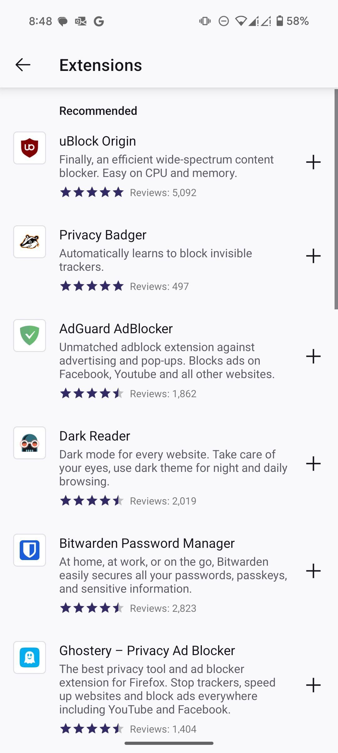 Extension support in Firefox