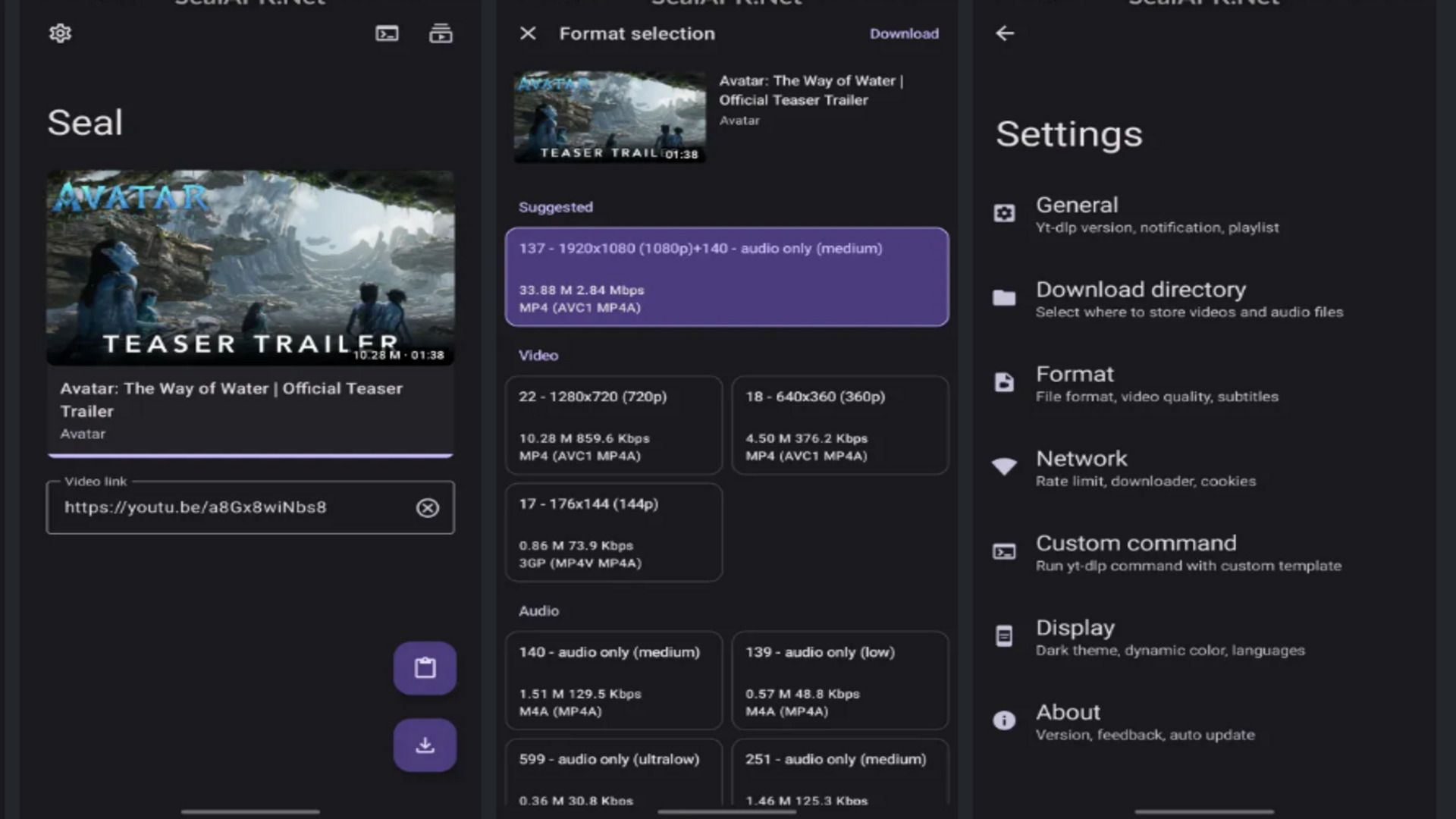Seal app settings