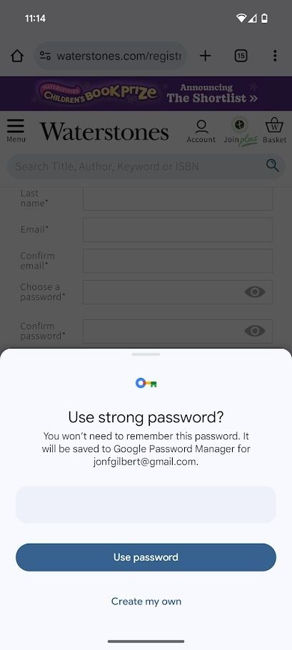 password in google password manager