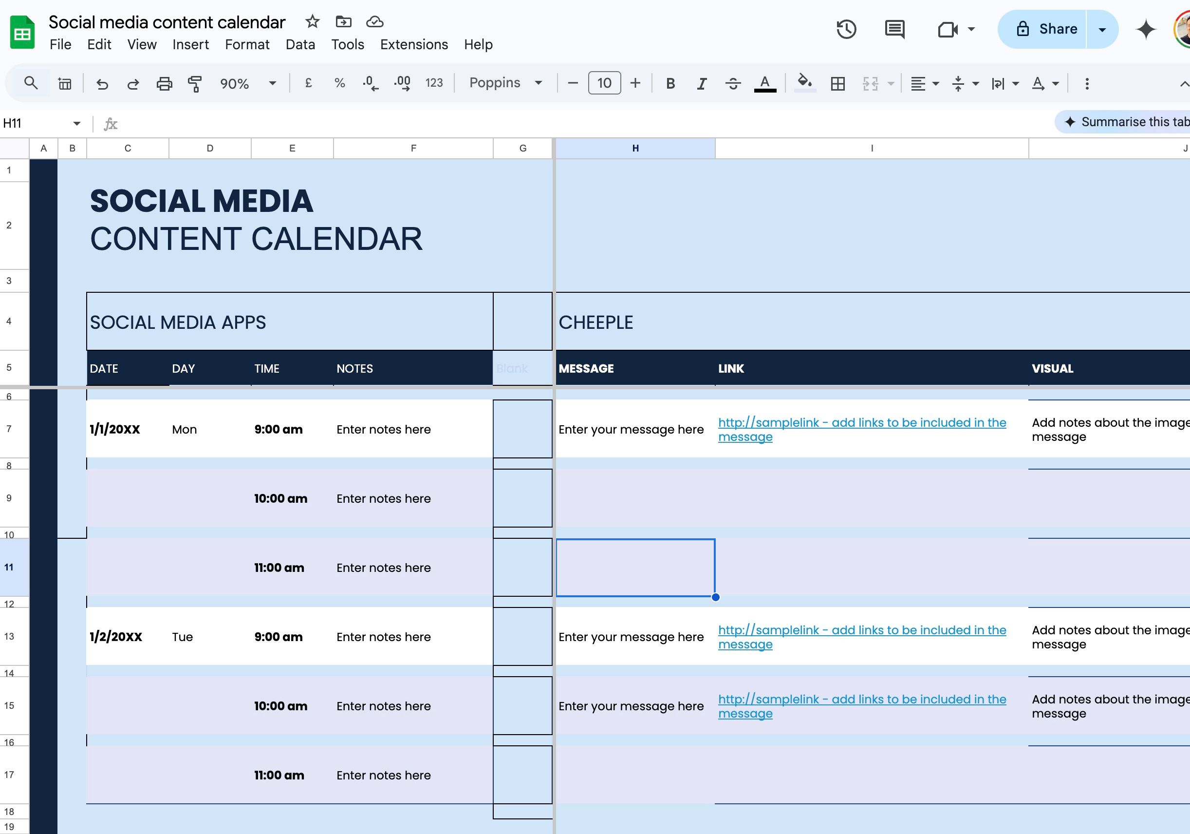 Manage content in Google Sheets