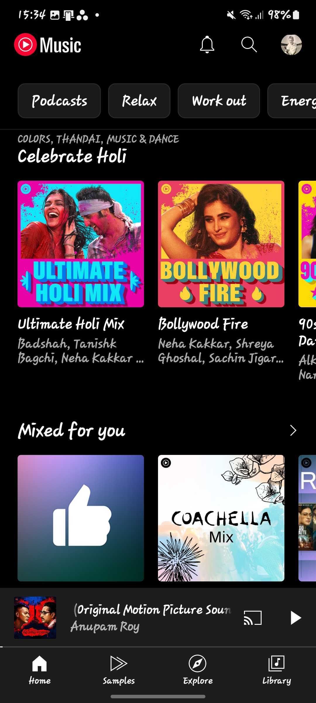 A screenshot shows a mixture of YouTube music