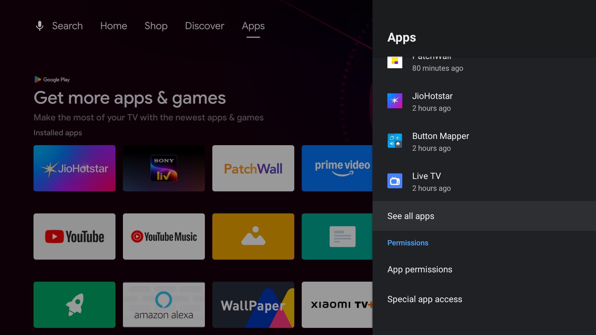 List of all apps on Android TV