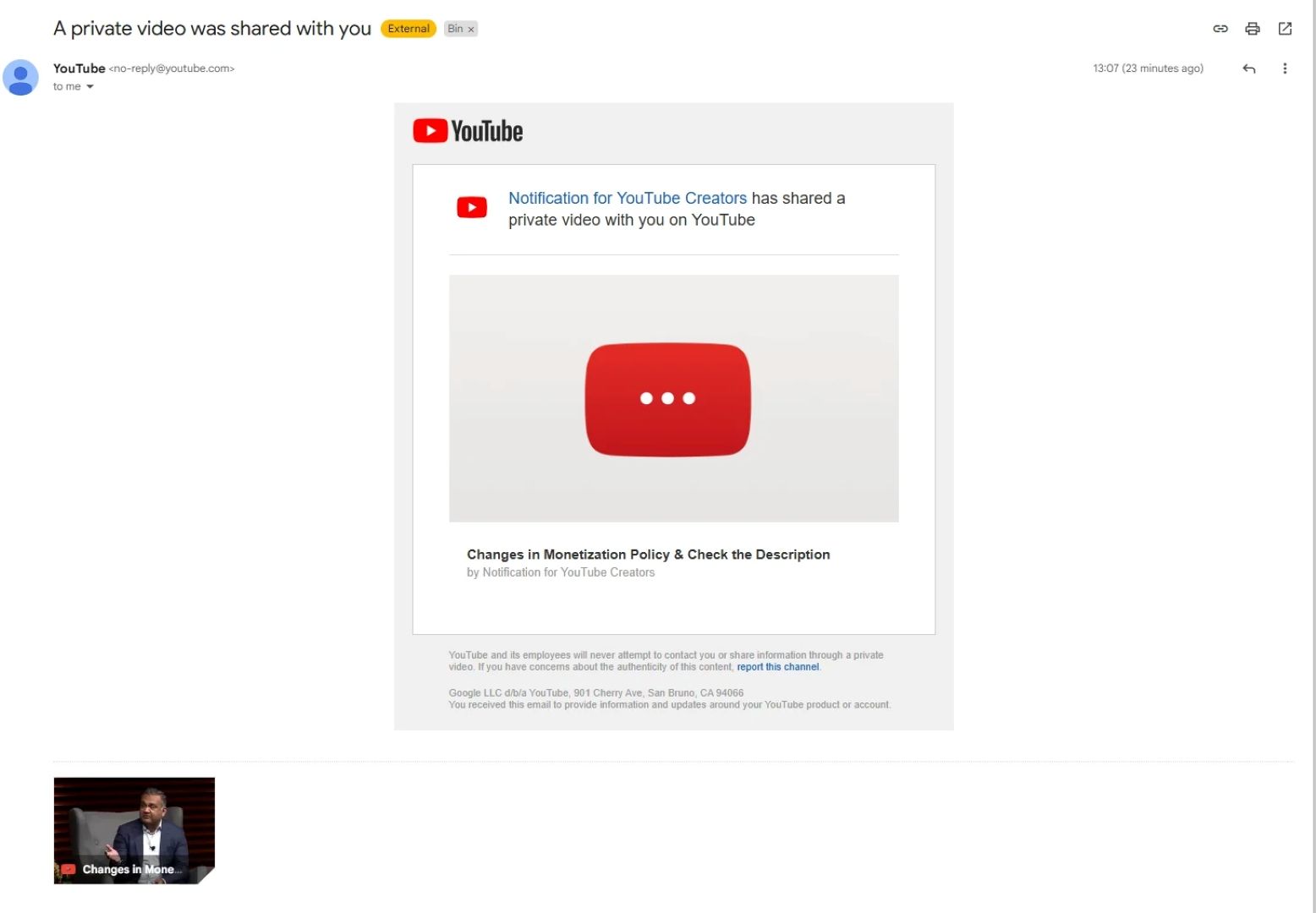 A screenshot of the deepfake private video message shared with a Redditor.