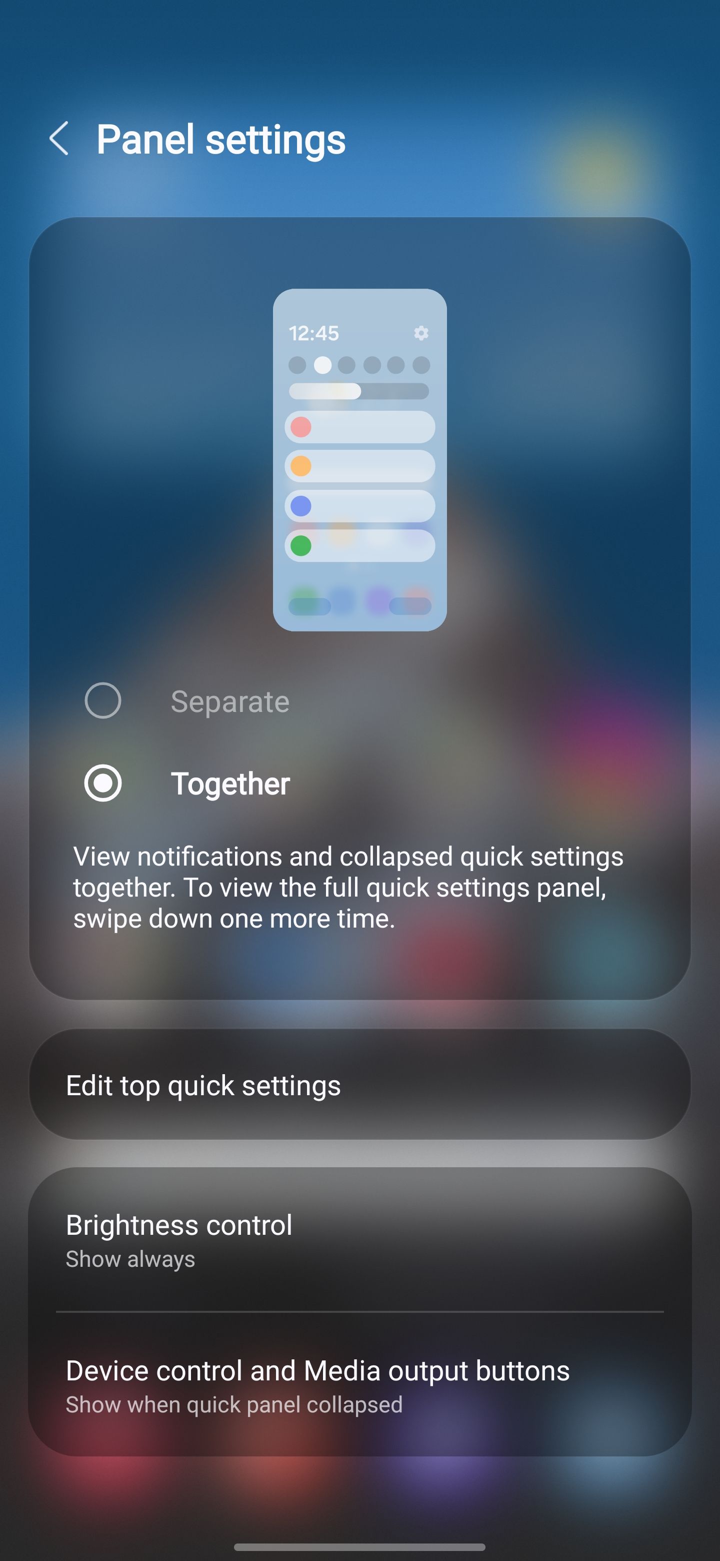 one ui 7 quick settings menu