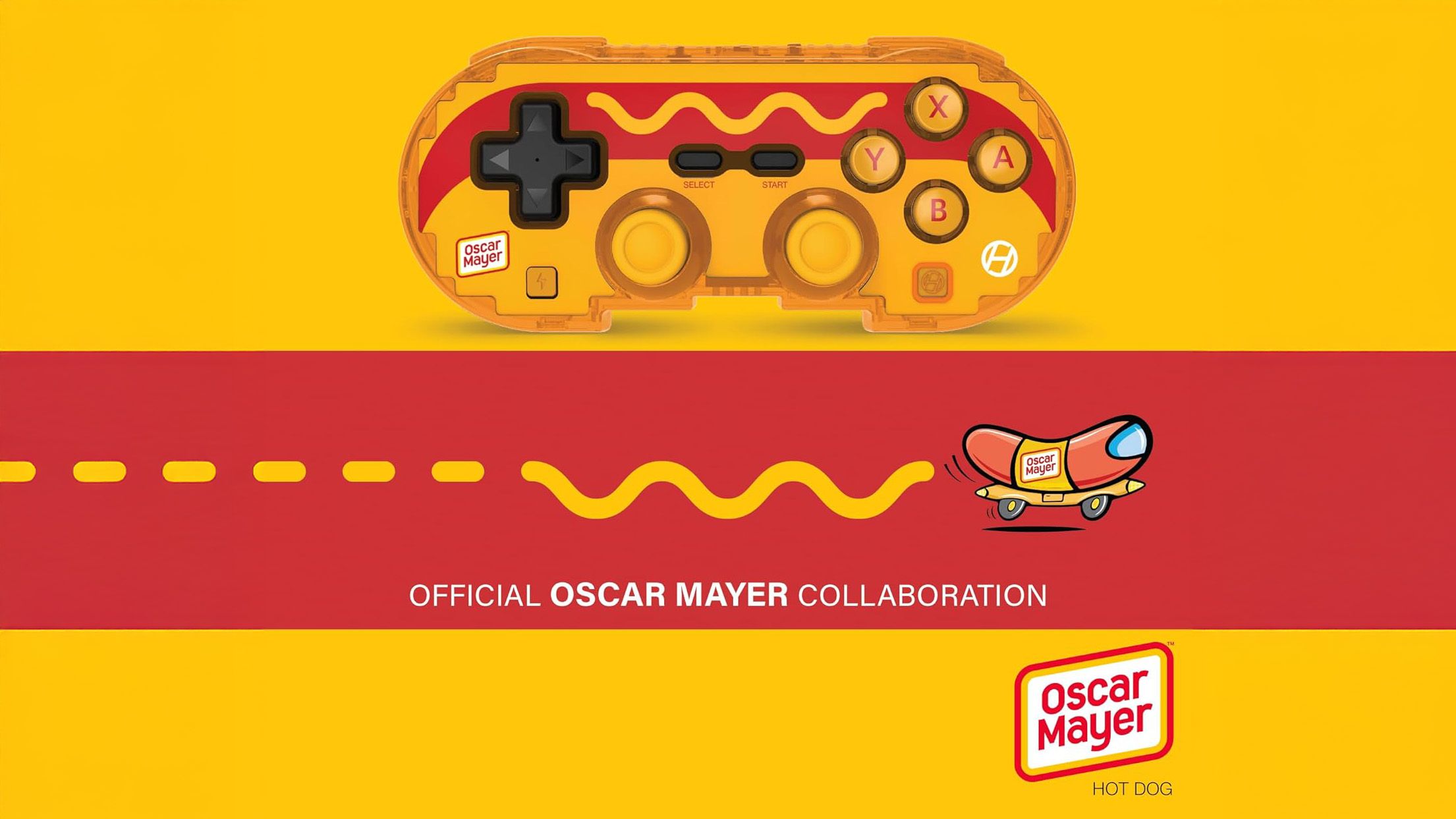 an oscar mayer themed hyperkin gamepad 