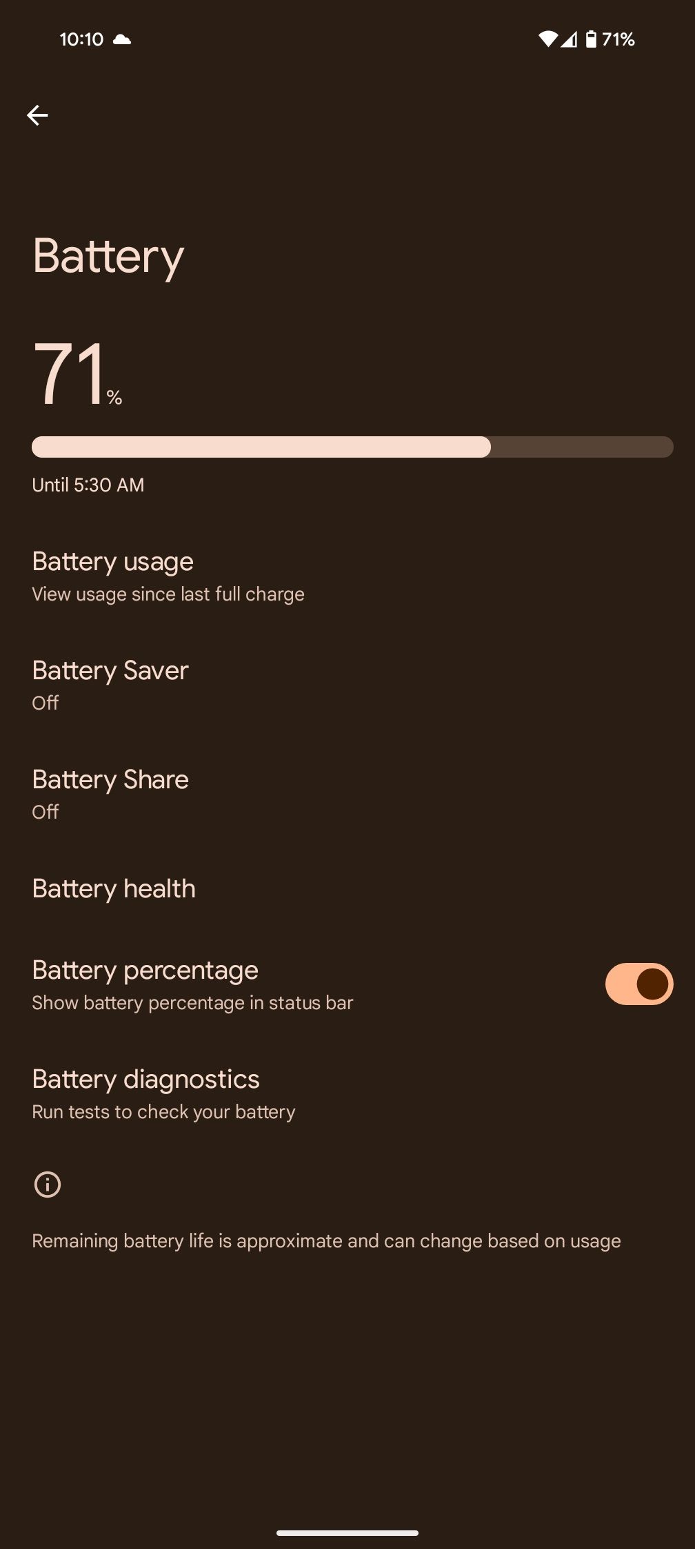 Battery health option on Pixel 8 Pro