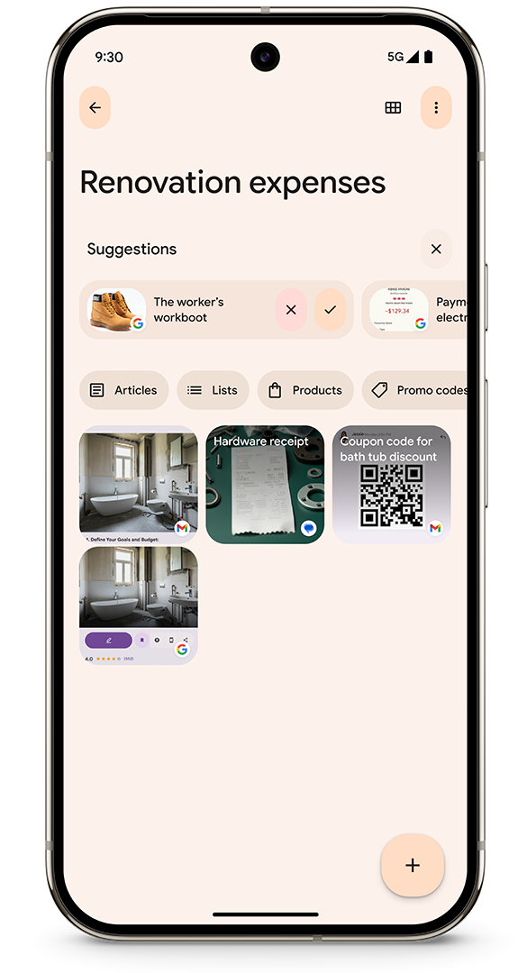 Screenshot of the Pixel Screenshots app's new suggestions.