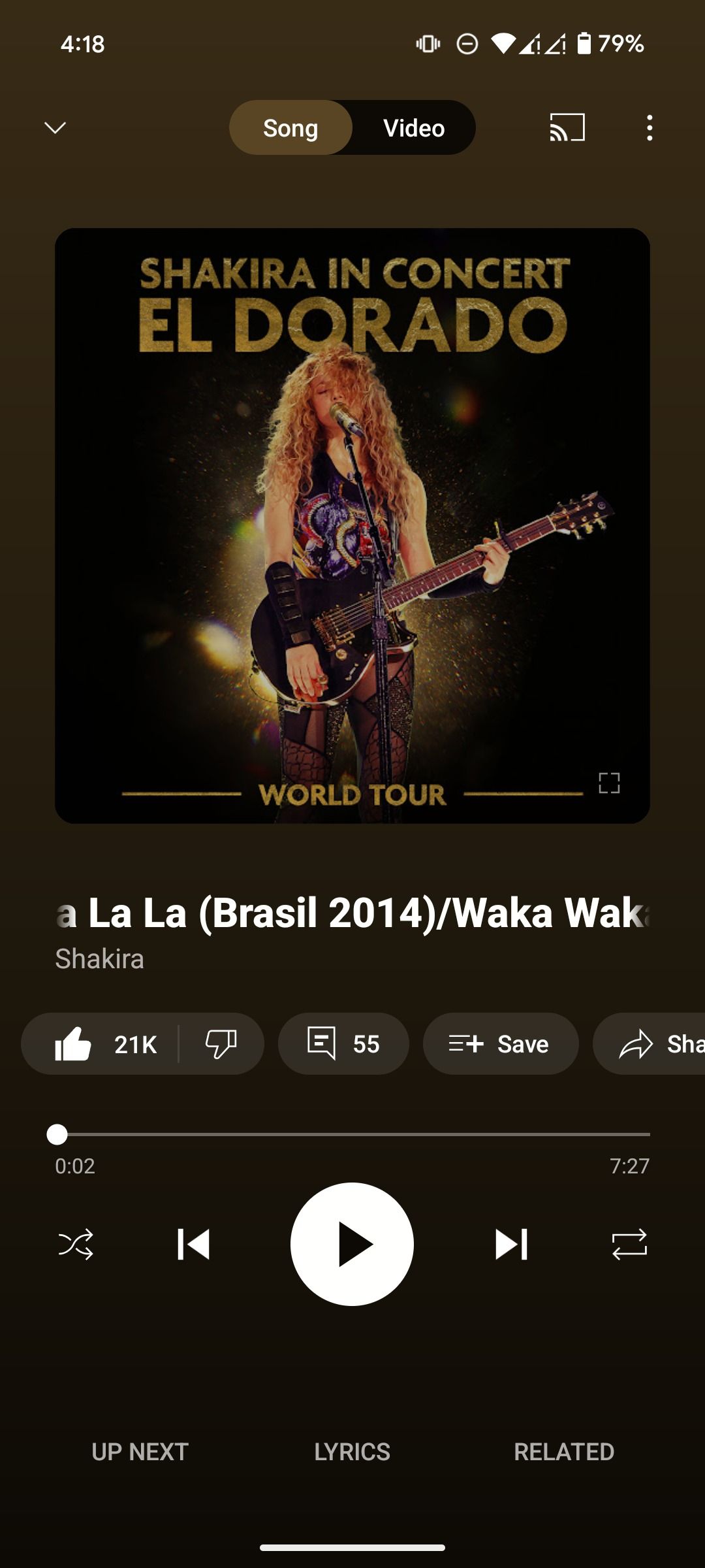 Songs playing in YouTube Music