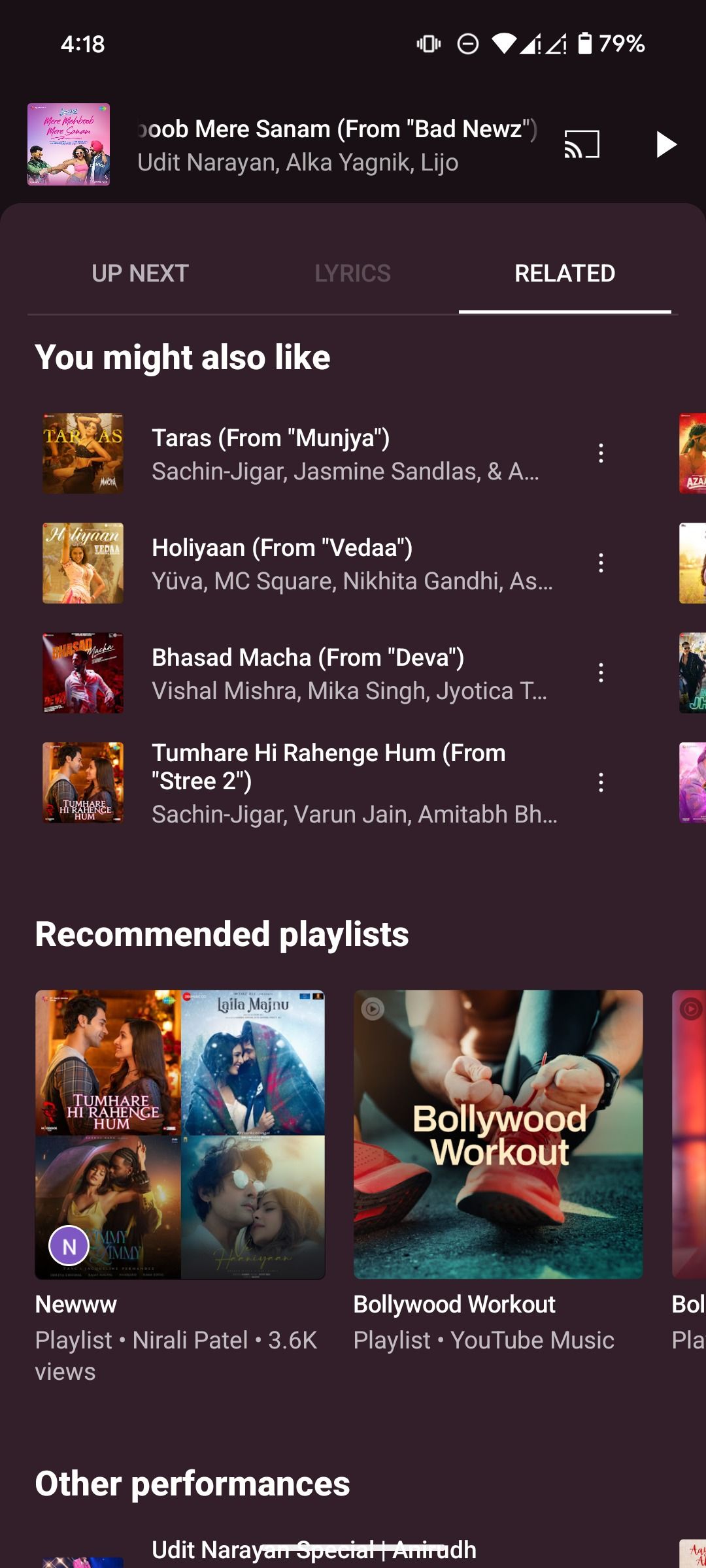 Related songs in YouTube Music