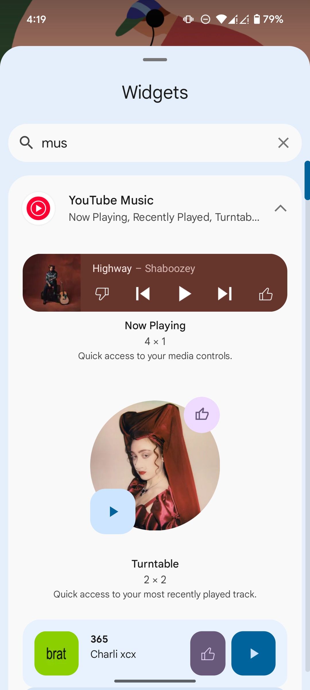 YouTube Music widgets on Android