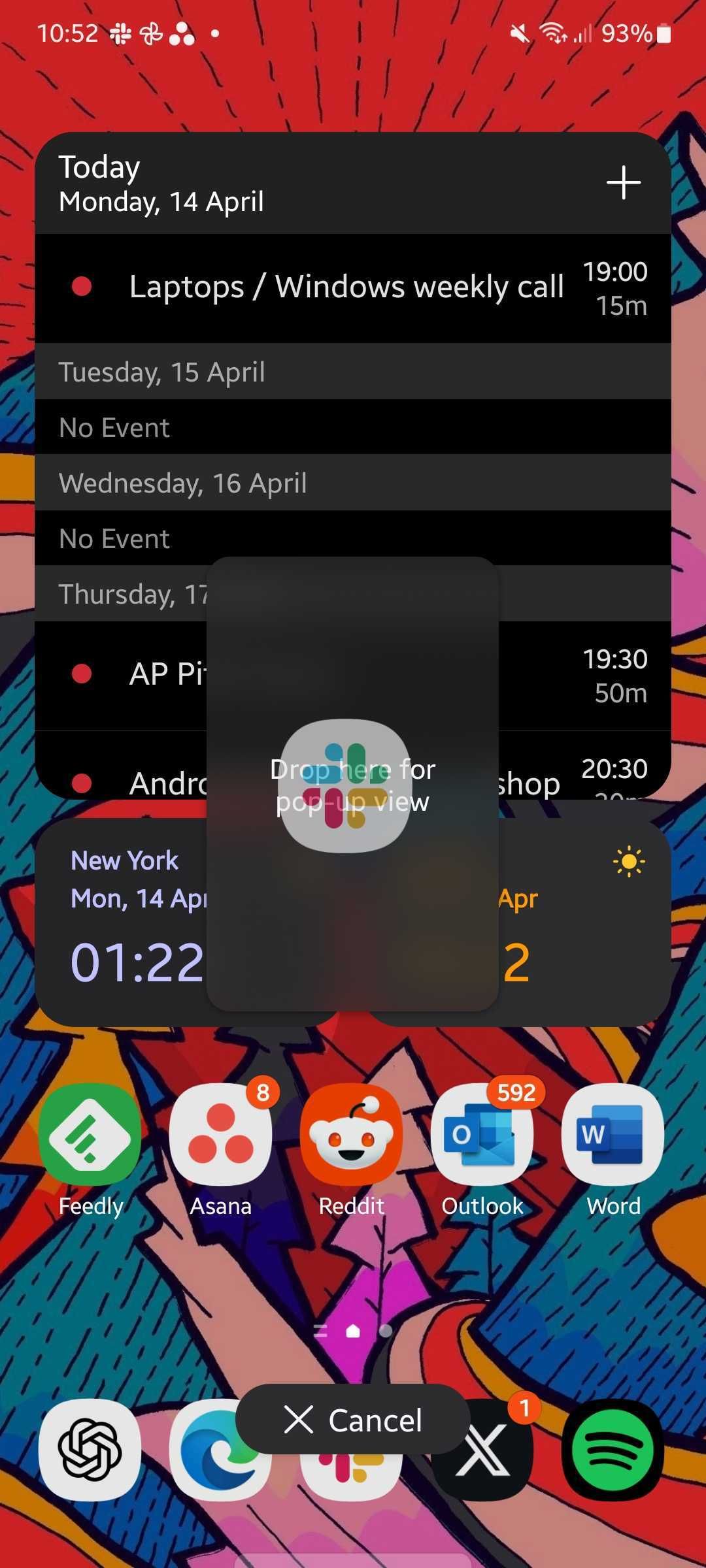 Screenshot showing pop-up view in one ui