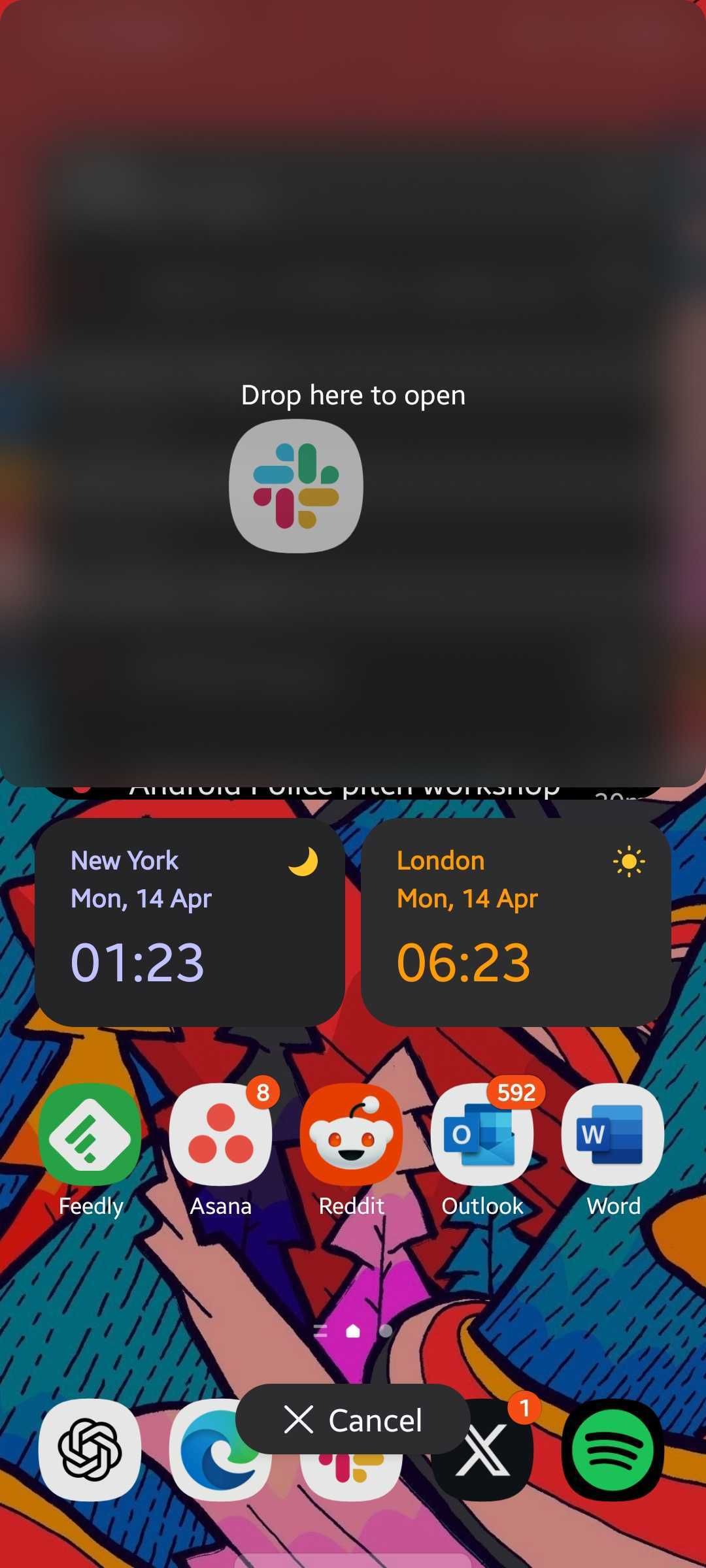 Screenshot showing split screen view on one ui